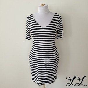 Banana Republic Dress Black White Stripes Tight